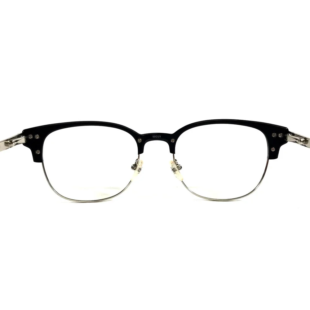 Penguin Eyeglasses Frames THE PRINCETON BK Black Silver Round Full Rim 50-19-140